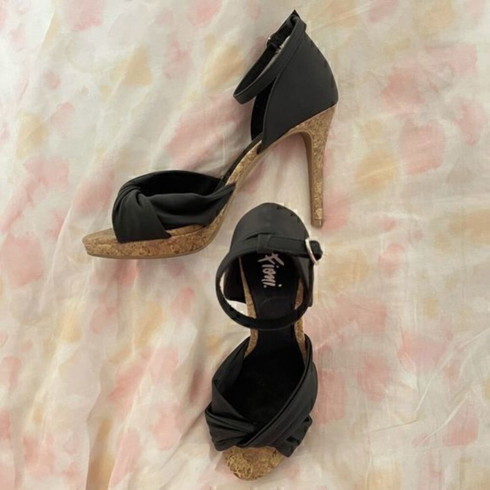 Women’s Black and cork open toe heels